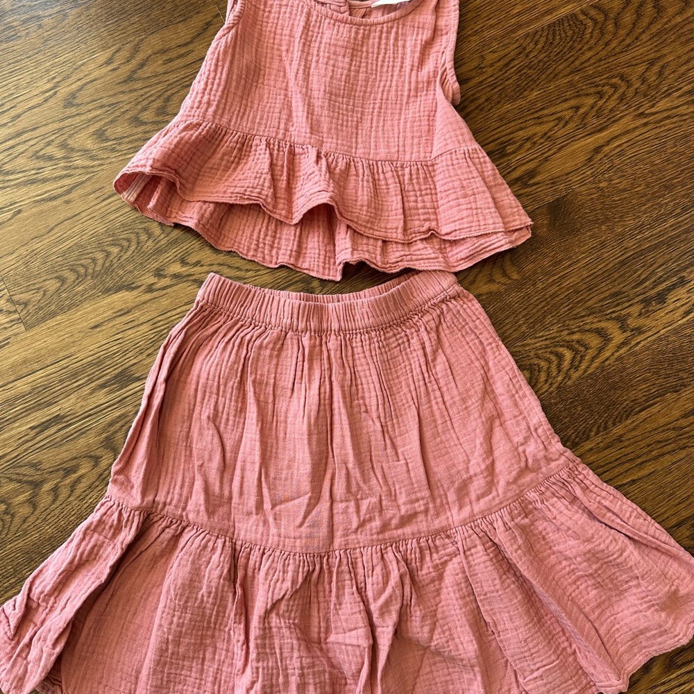 Pink Ruffled Skirt Set